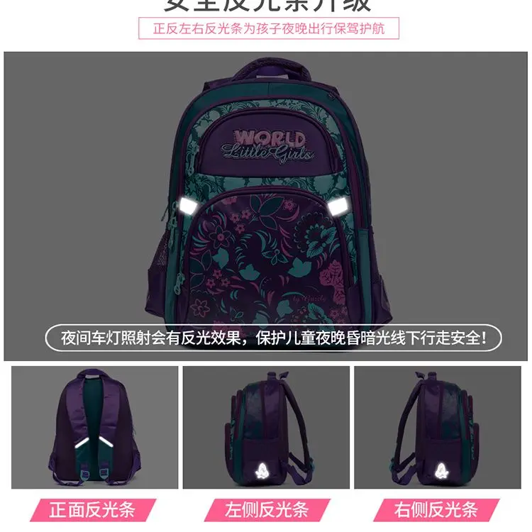 Russia Children School Bags for Girls Nylon Orthopedic Backpack Kids Satchel Grade 1-4 Book Bag School Backpack Mochila Escolar
