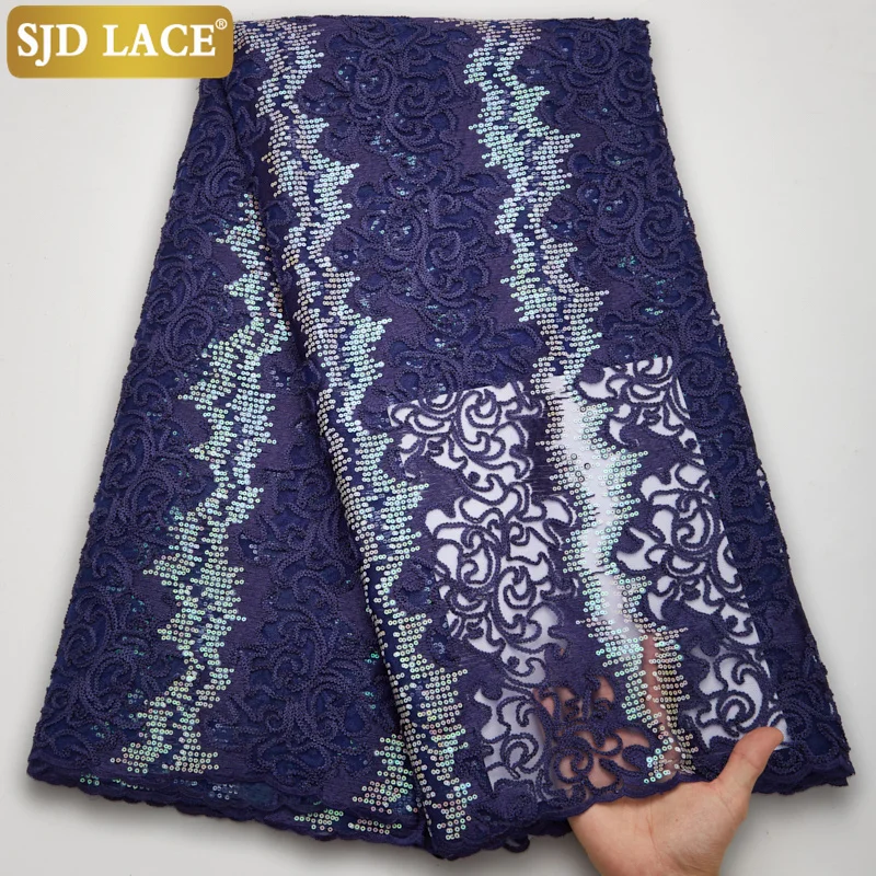 

SJD LACE Soft Skin French Sequins Lace Fabric High Quality Nigerian African Mesh Lace Fabric Embroidery Tulle For Wedding A2614