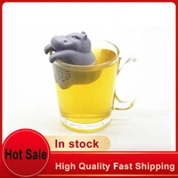 1pc silicone hippo shaped tea infuser reusable tea strainer coffee herb filter for home loose leaf diffuser accessories