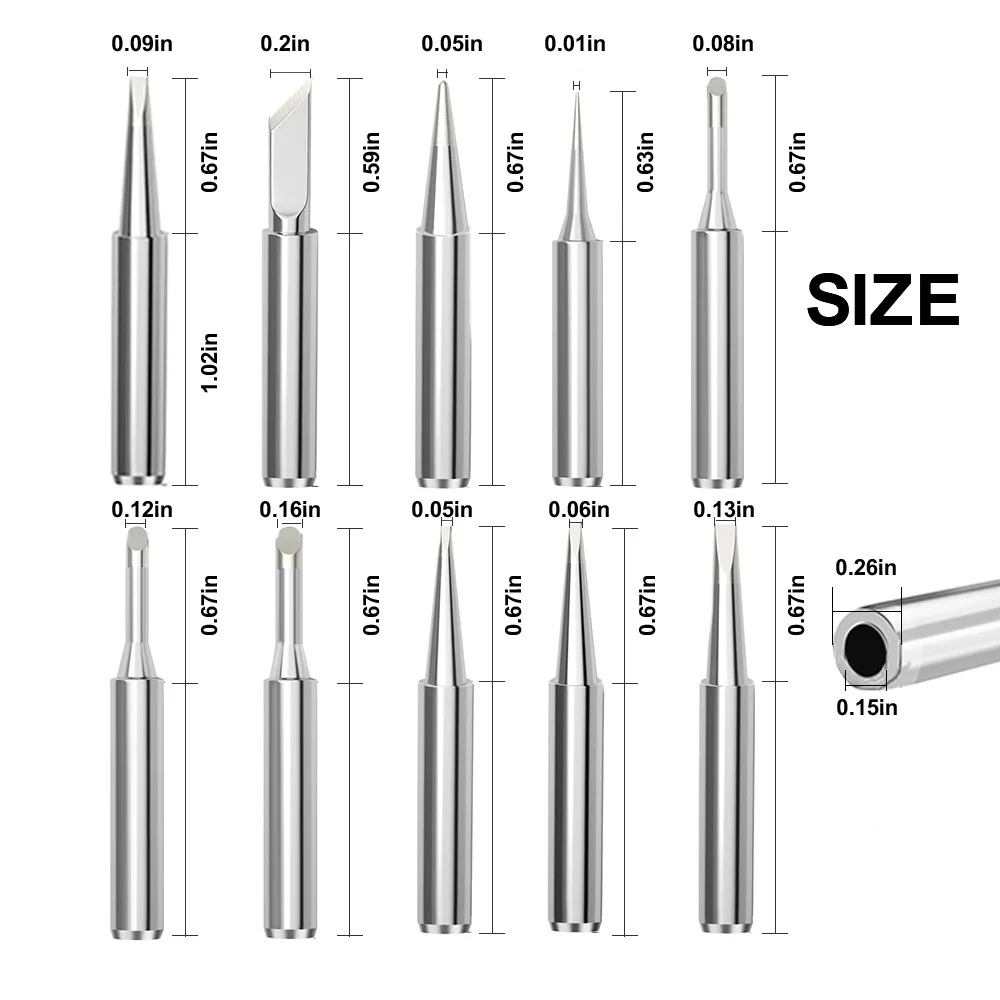 

10pcs Soldering Iron Tip 936 Soldering Iron Tip Electric Soldering Iron Tip Accessories Replacement Tip Repair Head Welding Tool