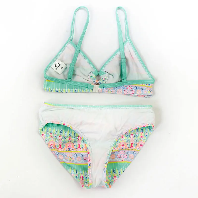Новые детские комплекты бикини с цветочным принтом для девочек летние пляжные
