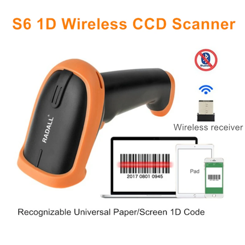 Портативный сканер штрих-кода CCD и беспроводной ручной 1D считыватель
