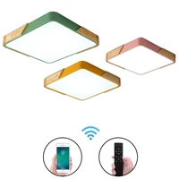 modern square led ceiling lights creative solid wood colorful ceiling lamp for living room kids room aisle home light fixtures