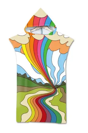 Пальто с капюшоном и нарисованными плащ пляжная Полотенца халат унисекс ванной