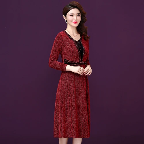 2021 Autumn Winter New Fashion Wind Big Code Xxxxxl Designs Female Dress Simple Elegant Temperament Slim Casual Woman Dresses | Женская