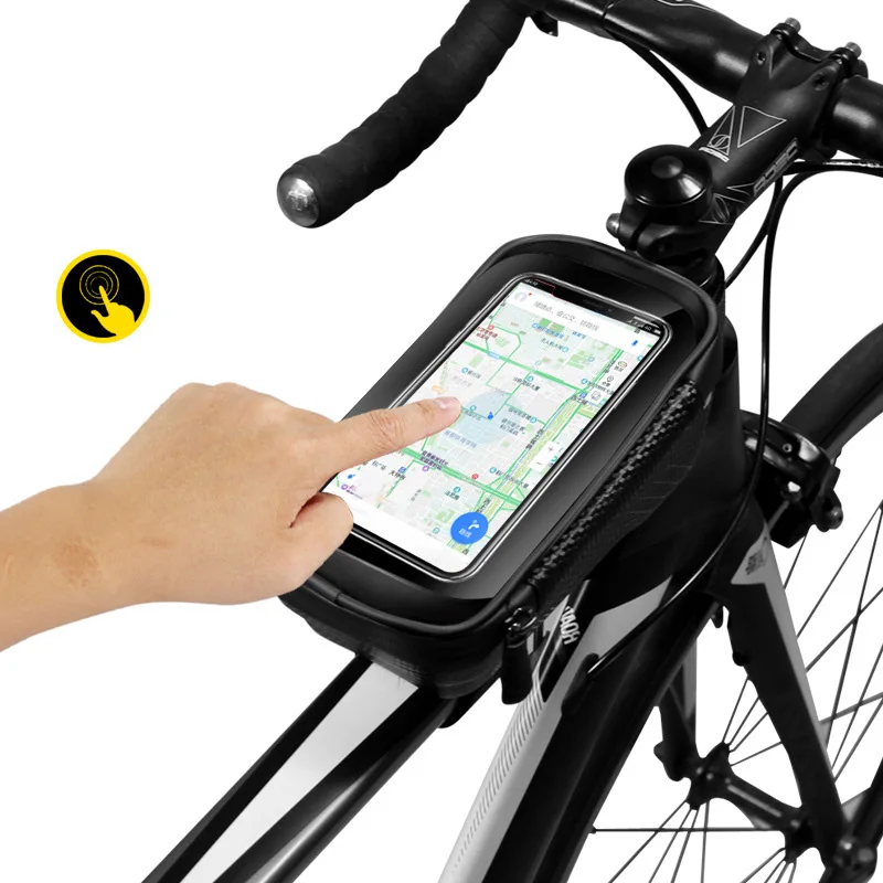 new rainproof bicycle bag frame front top tube touch waterproof reflective phone case bag for 6 5in cycling mtb bike accessories free global shipping