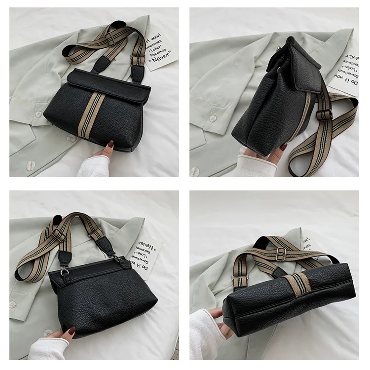 

Fashion Women Crossbody Bag Leather Female Wide Strap Shoulder Handbag High Quality Messenger Bags Summer 2020 Lady Travel Purse