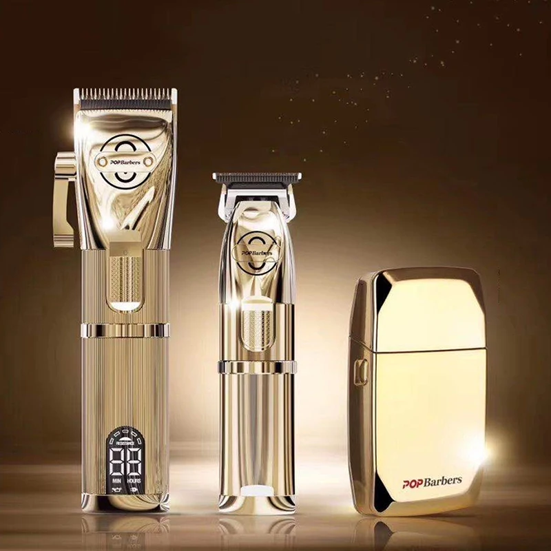 Professional Clippers Men Hair Trimmer Carving Cutting Golden Shaver Cordless Machine Electric Clipper Barber Shop Accessories