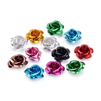 100pcs mixed color aluminum rose flower tiny metal beads 5 petal metal spacer beads for jewelry making 15x9mm hole1mm