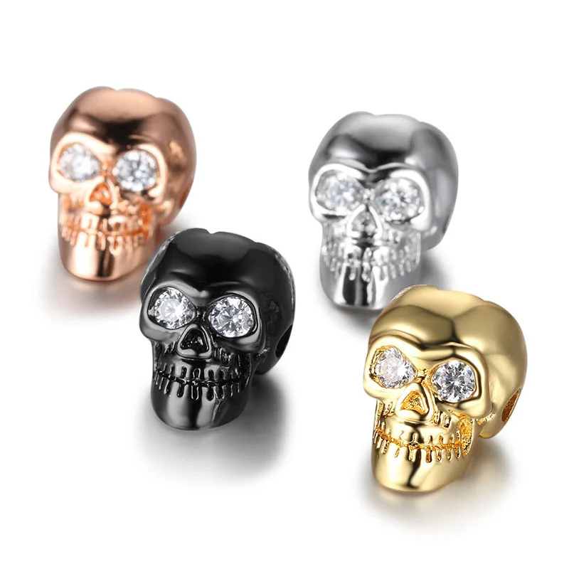 

2 шт., бусины-разделители с цирконом и черепом