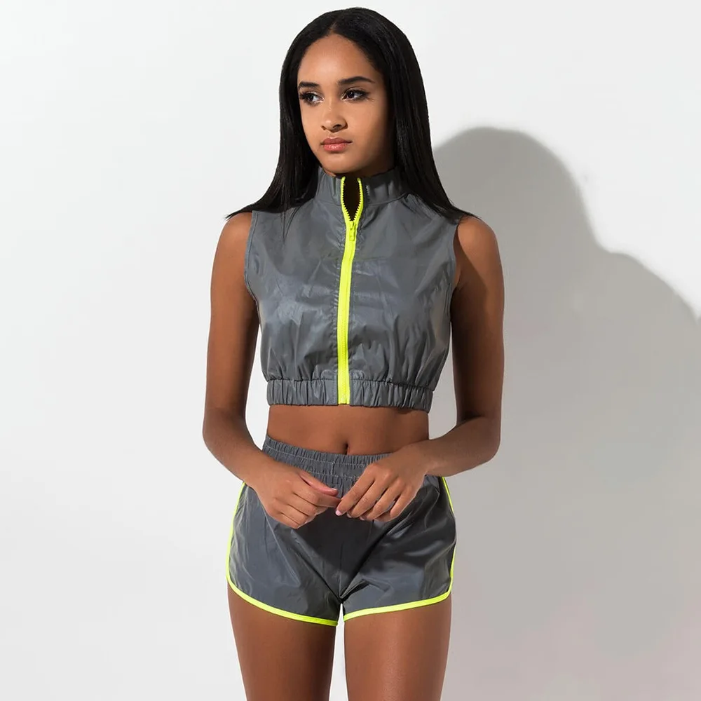 2019 летняя женская мода без рукавов Светоотражающая застежка Повседневный