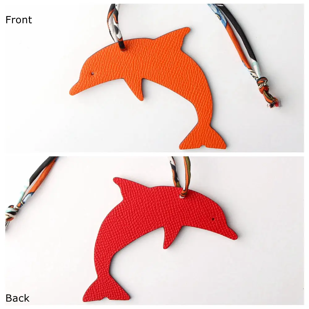 DOLPHIN ORANGE RED Известный бренд на заказ ручной работы из натуральной кожи брелок в виде морского конька брелок для ключей женская сумка Подвески и кулоны, аксессуары - Цвет: DOLPHIN ORANGE RED