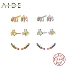 AIDE изысканный Цвет Фул циркон, серьги со шпилькой, для женщин, с изображением милой радуги и Цвет геометрическими пронзительными серьги серебро 925 ювелирные изделия kolczyki