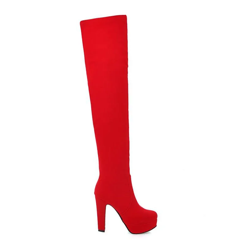 Coolcept Winter Thigh High Boots Women Brand Fashion Zipper Warm Fur Shoes Casual Heels Platform Size 33-43 | Обувь