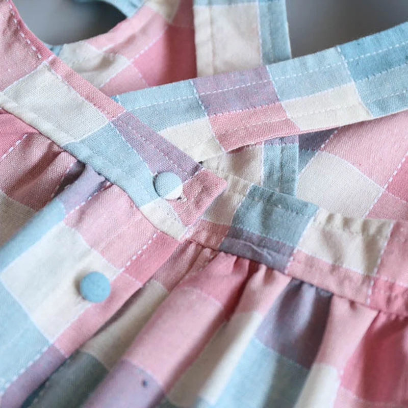 Новая детская одежда летнее Повседневное платье на пуговицах для маленьких