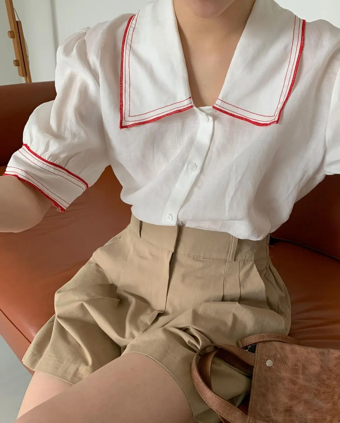 

Summer Women Fashion Casual Solid Button Single Breasted Blouses Vintage Turn-down Collar Short Sleeve Korean Top Shirts