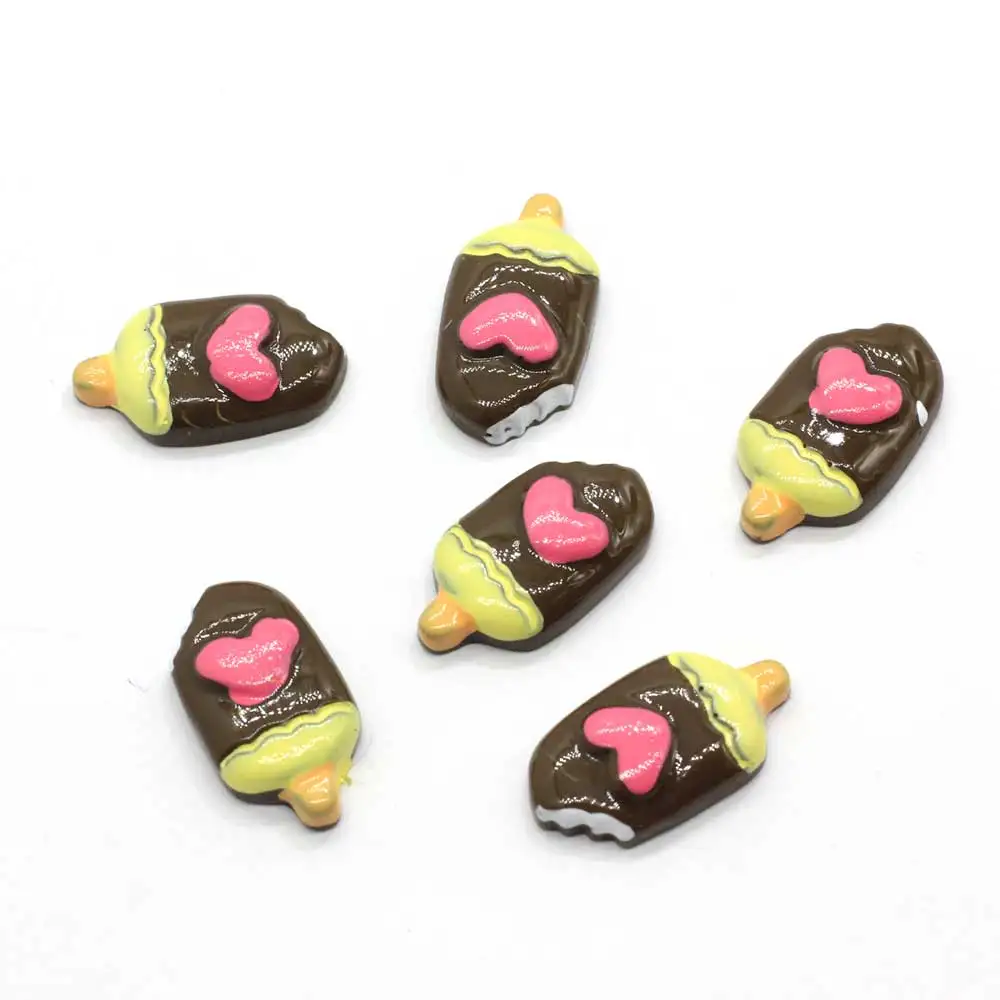 

50/100 шт./подвески из смолы, милые конфеты в виде сердца, мороженого, бусины с плоским основанием, товары для изготовления «сделай сам», скрапб...