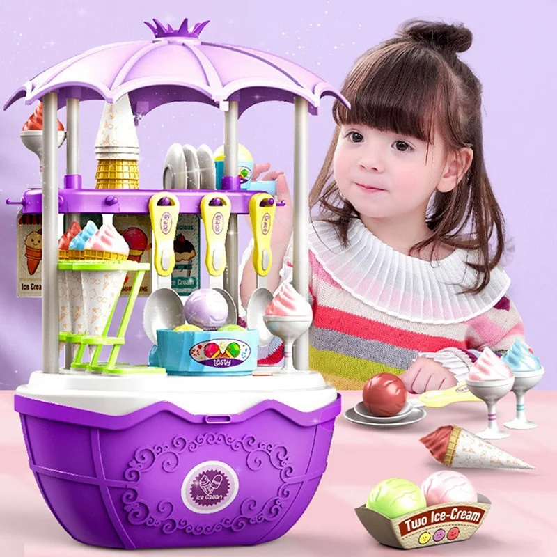 

Ice Cream Shop Toys for Kid - Toddler Ice Cream Maker and Store Cart Pretend Playset Scoop and Learn Edutational Toy
