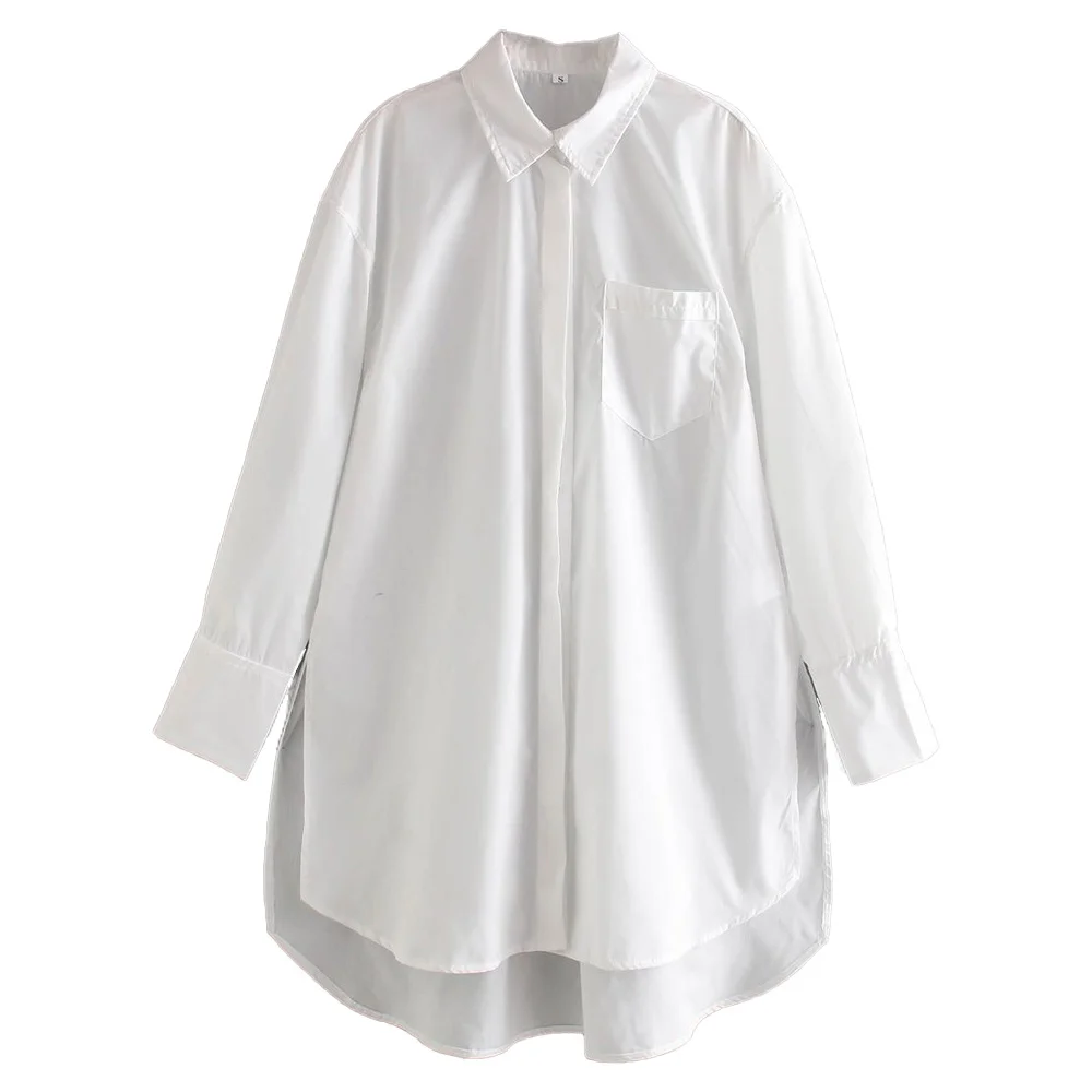 

Женская белая блузка большого размера с длинным рукавом и воротником