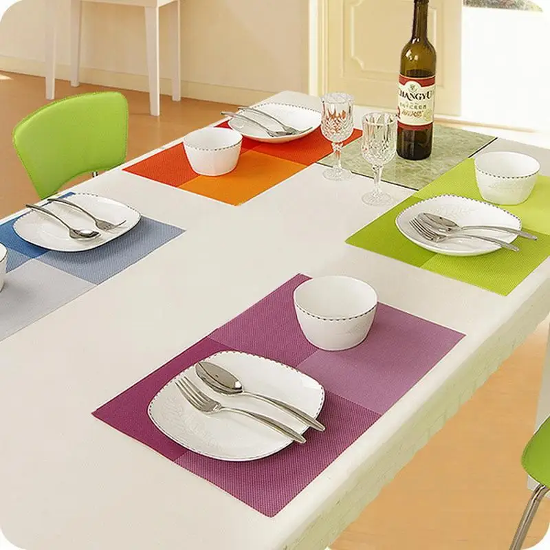 

European Western Placemats Household Plain Table Mats Heat Insulation Pads Thickened PVC Placemats Bowl Mats Placemats