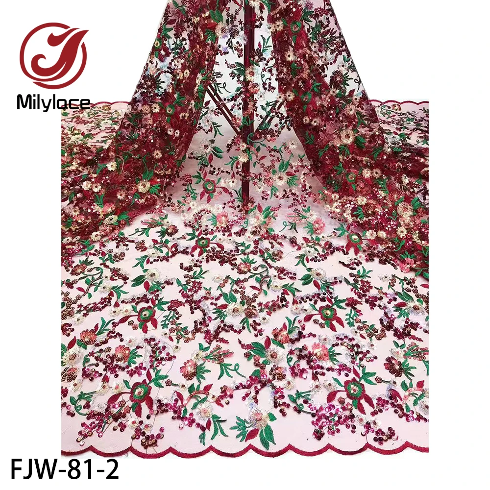 Нежная кружевная ткань с 3D цветами и блестками 5 ярдов французское кружево для