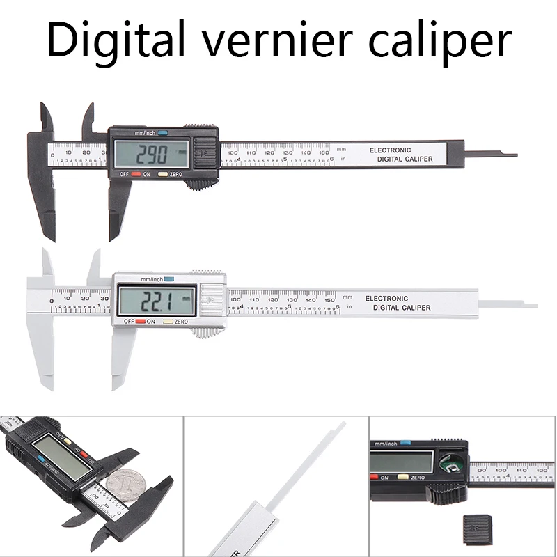 

0.1mm Digital Vernier Caliper 0-150mm 6 inch LCD Electronic Carbon Fiber Altimeter Micrometer Measuring Tool