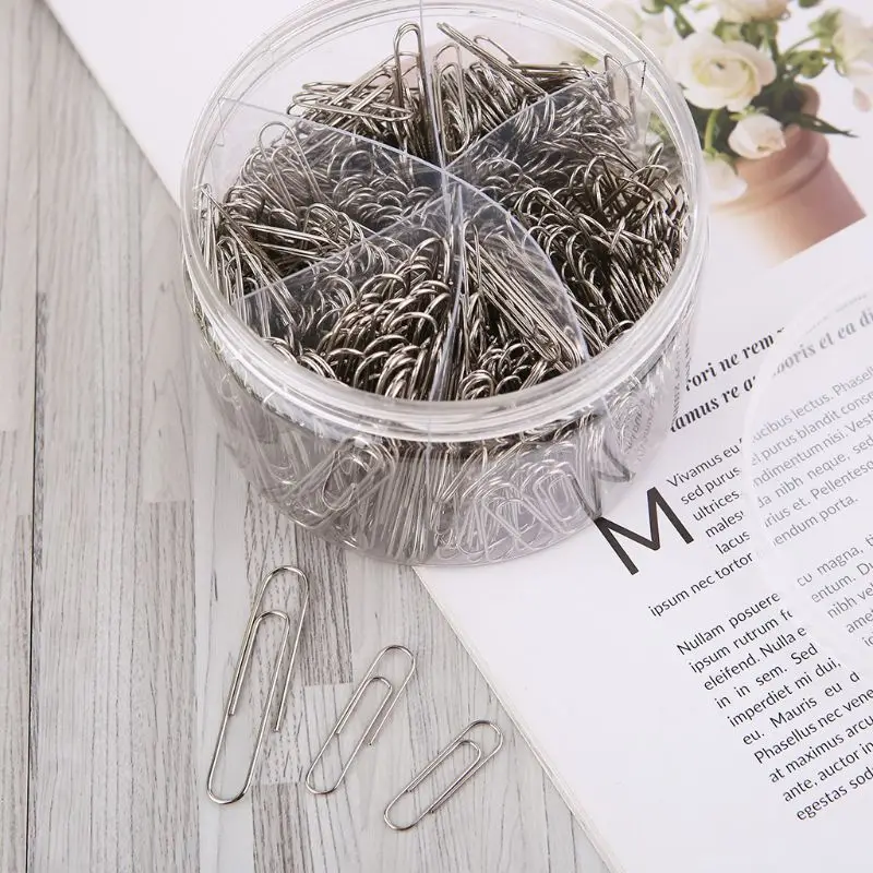 

700Pcs 28mm/1.10in 33mm/1.30in 50mm/2.0in Paper Clip With 6-Grid Storage Case Photo Clip Bookmark DIY Decor School