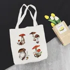 Готические женские сумки большой емкости Harajuku мультфильм Винтаж гриб сумка для покупок Холщовая Сумка забавные женские сумки на плечо для девочек