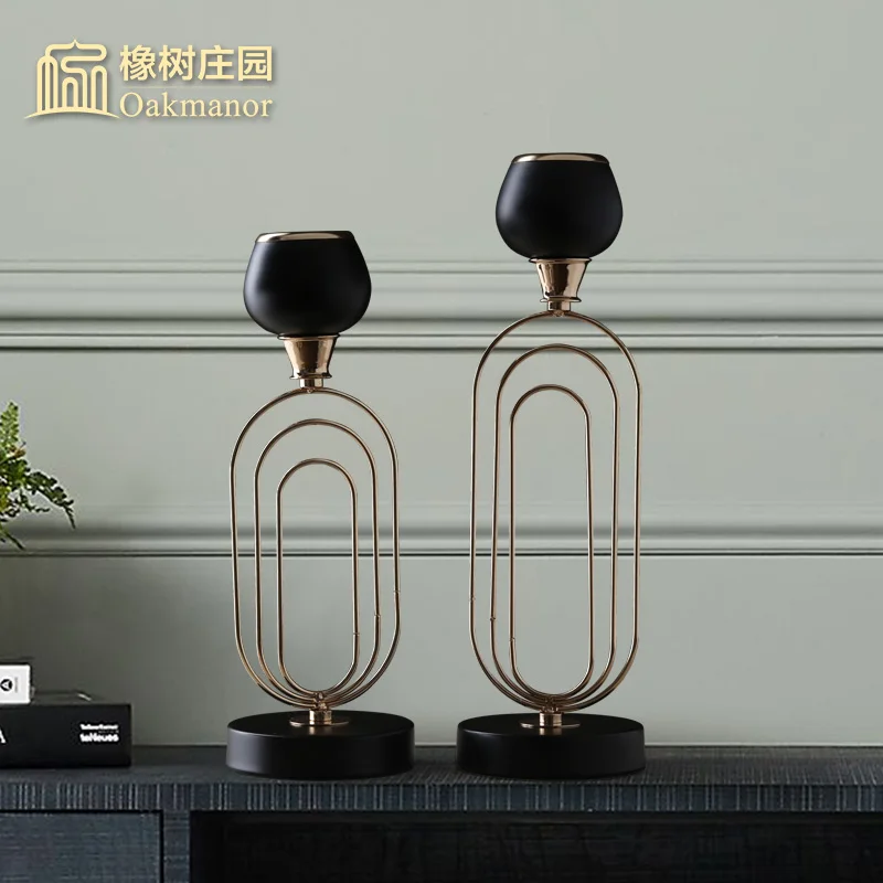 Роскошный подсвечник для гостиной черный геометрический креативный