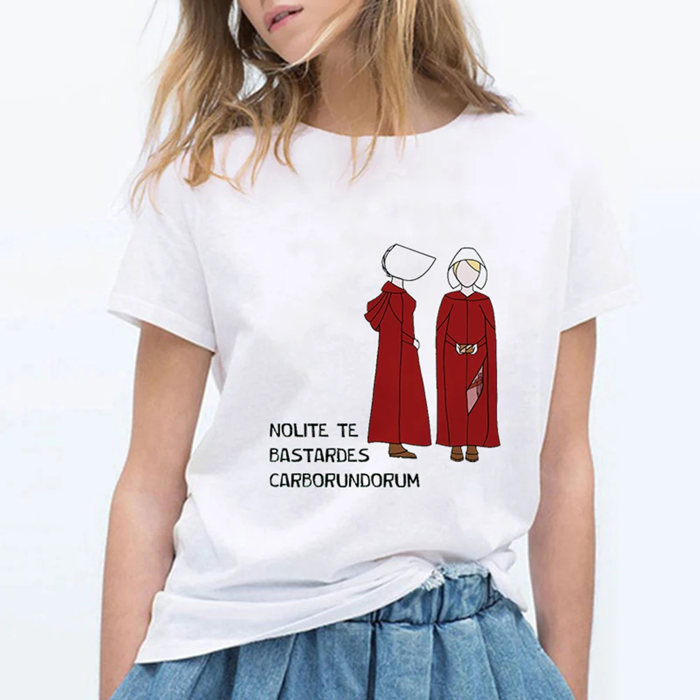 

Fashion Cool New Harajuku Aesthetics O-Neck Short Sleeve Handmaid's Tale Tv Show Print T Shirt Women Camisas Mujer