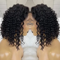 queenking hair lace front wig 180 density bob wig deep wave free part preplucked natural hairline brazilian human remy hair