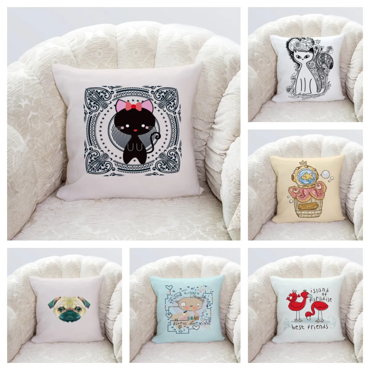 

Nordic Ins Cartoon Sofa Backrest Cushion Office Lumbar Cushion Waist Cushion Office Pillow Cover Customizable pillow decorative