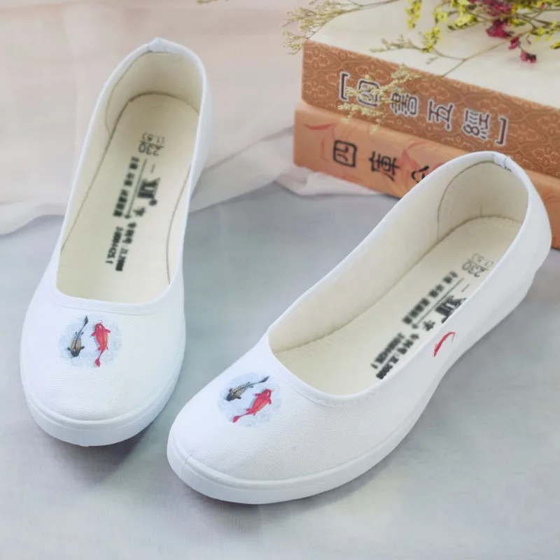 

Cresfimix Zapatos De Mujer Women Classic Floral Slip on White Canvas Shoes Lady Cool Comfort Spring & Summer Shoes B6295