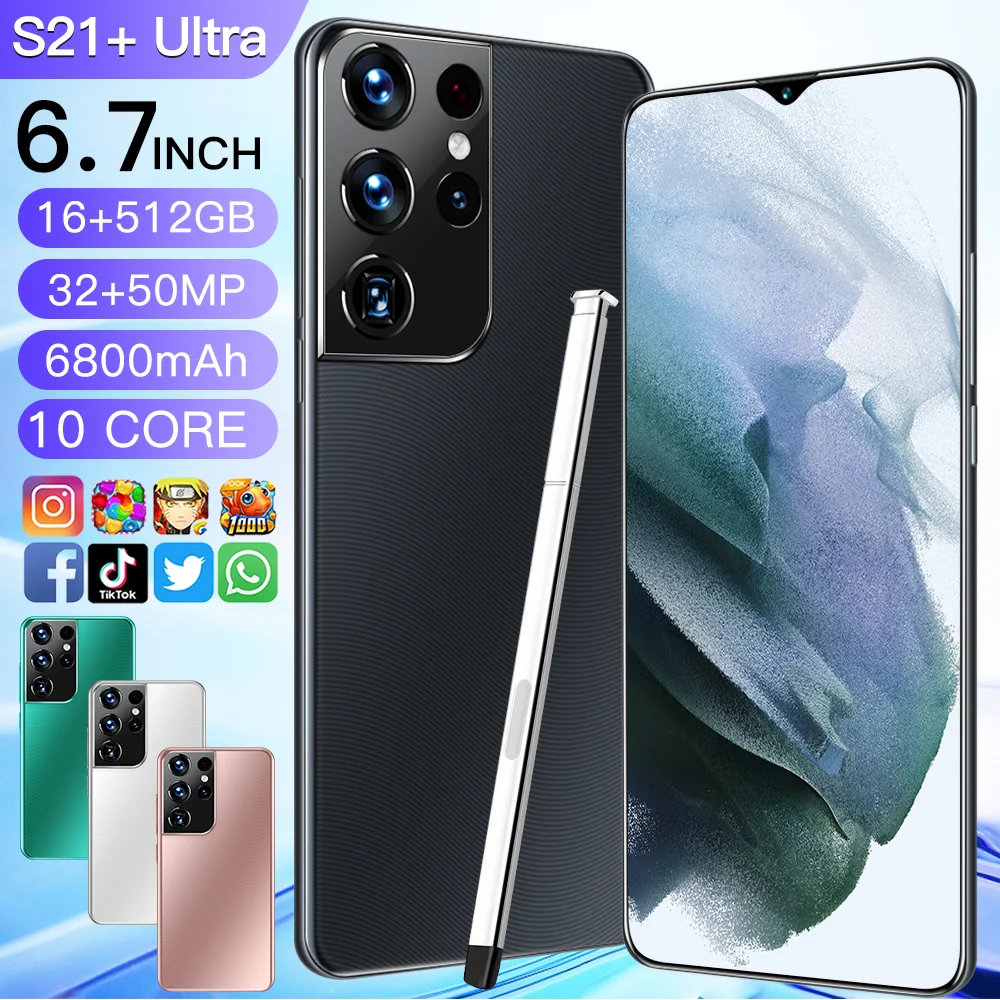 

Global Version Samsang S21 Ultra 16GB 512GB 32MP 50MP Deca Core 6800mah Battery Smartphone Android 11 Face Unlocked Mobile Phone