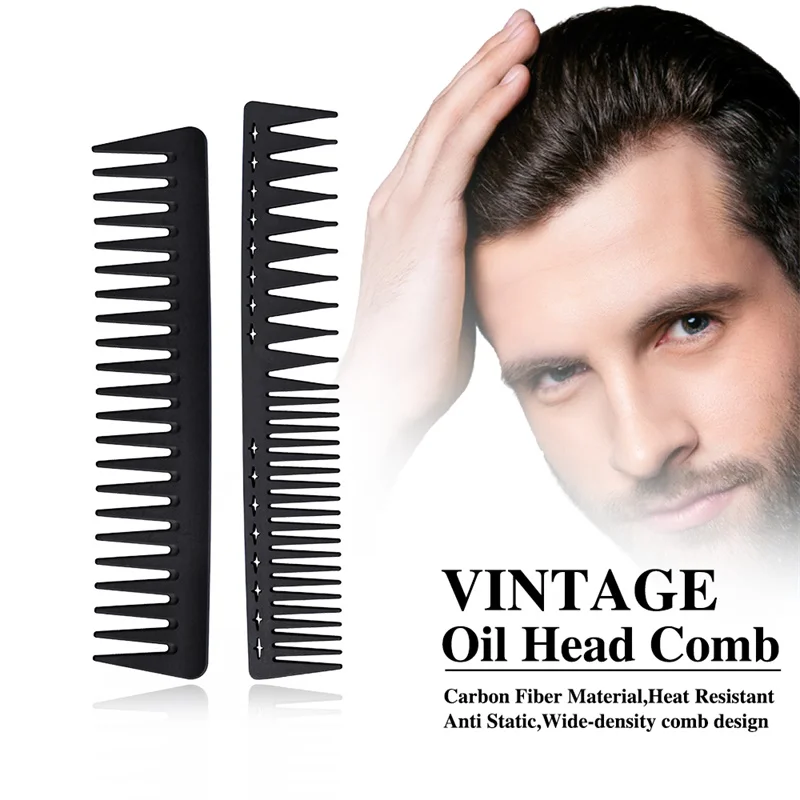 

Men's Oil Head Comb Carbon Fiber Wide Teeth Comb Professional Hair Styling Comb Hairdresser Hair Comb Anti Static Oil Head Comb