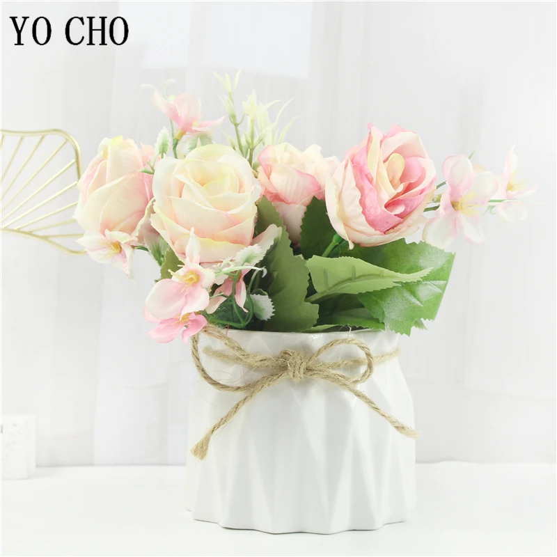 Красные искусственные шелковые розы букет цветов для свадебной невесты