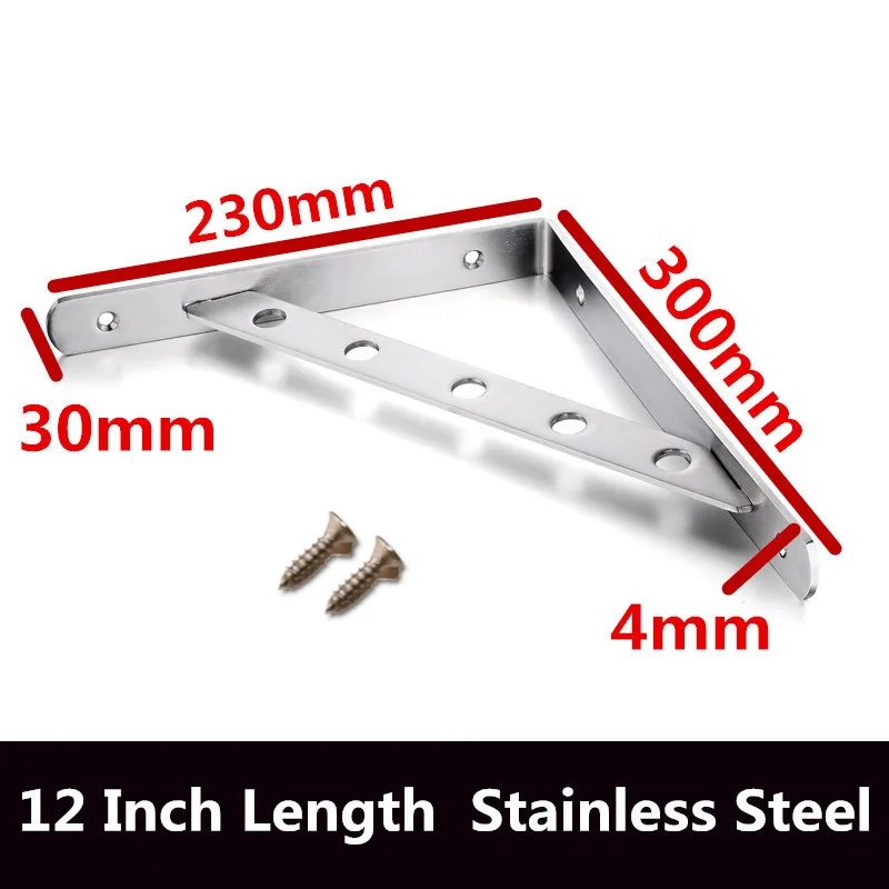 2PCS 8"-14" Inch Length Stainless Steel Table Decorative Wall Mounted Shelf Triangle Metal Bearing Desk Support Brackets |
