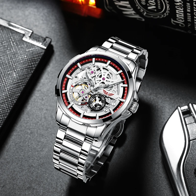 

UNOURS Automatic Watch 2021 New Fashion Watch for Men Mechanical Wrist Watch Casual Steel Strap Watches Gifts часы мужские