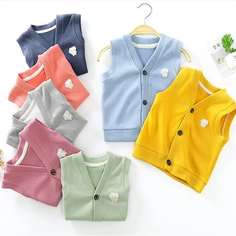 Детский хлопковый жилет одежда для мальчиков и девочек весенне осенний плотный