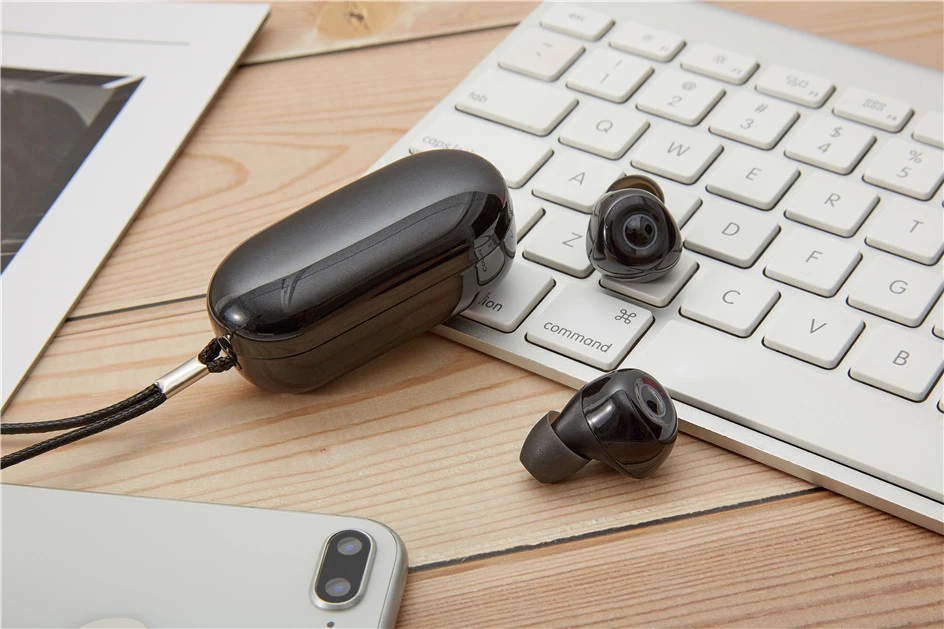 Наушники беспроводные T1 TWS в ухо с микрофоном, Bluetooth 5,0 сенсорное управление IPX7 водонепроницаемые 3D стерео наушники, светодиодные складные беспроводные наушники