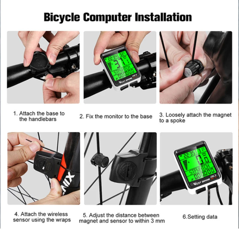 

Waterproof Bicycle Stopwatch Computer Wireless 5 Language LED Cycling Bike Odometer Stopwatch Speedometer 2.1in Bike Computer