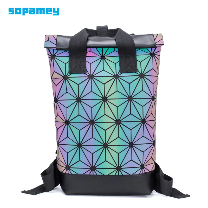 

New Bao Bag Backpacks Women Geometric Large Casual Backpack Diamond Lattice School Bag For Teenage Girl Mochila Daily Backpack