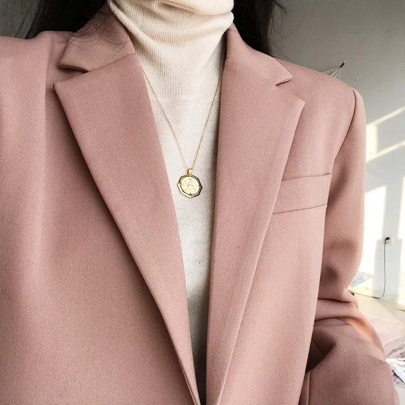 

Ckysee Hot 925 Sterling Silver Necklace Rome Golden Retro Coin Pendant Necklace For Fashion Women Girlfriend Silver Jewelry Gift