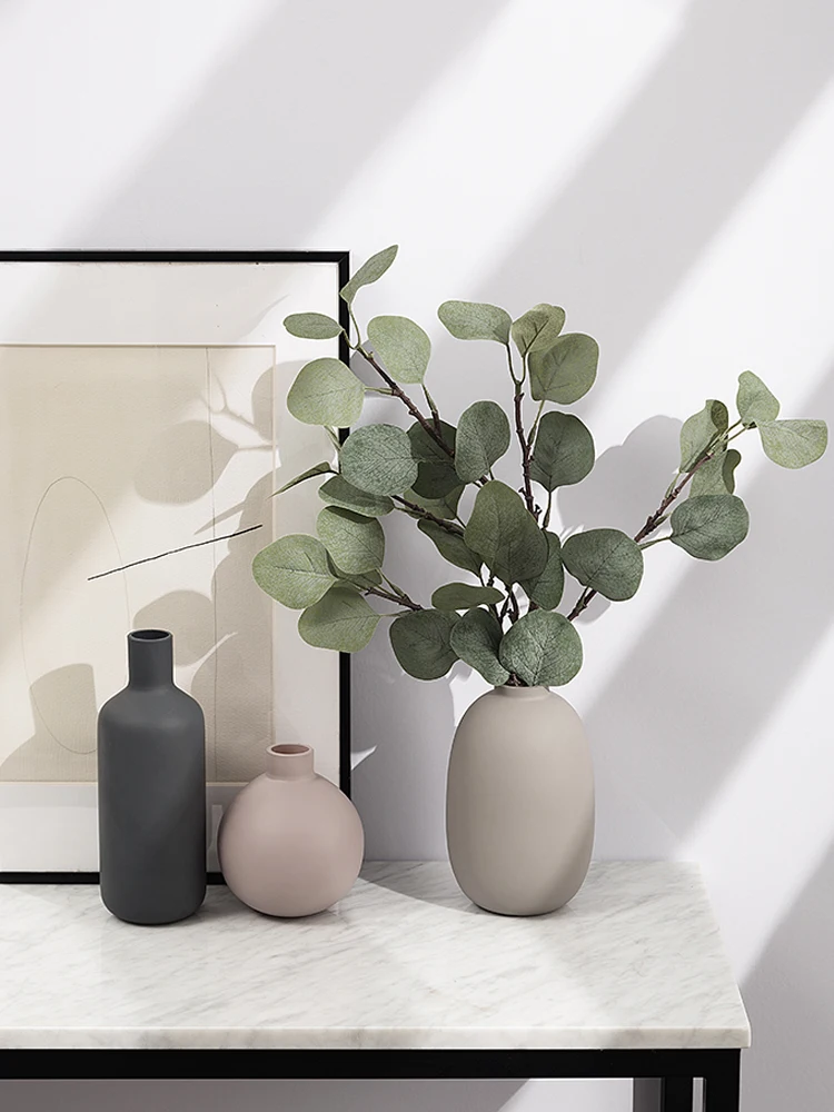 

Europe Ceramic vase Gray Mini vases Creative handmade Blowing Frosted Sand Small vase Crafts fashion home decoration accessories