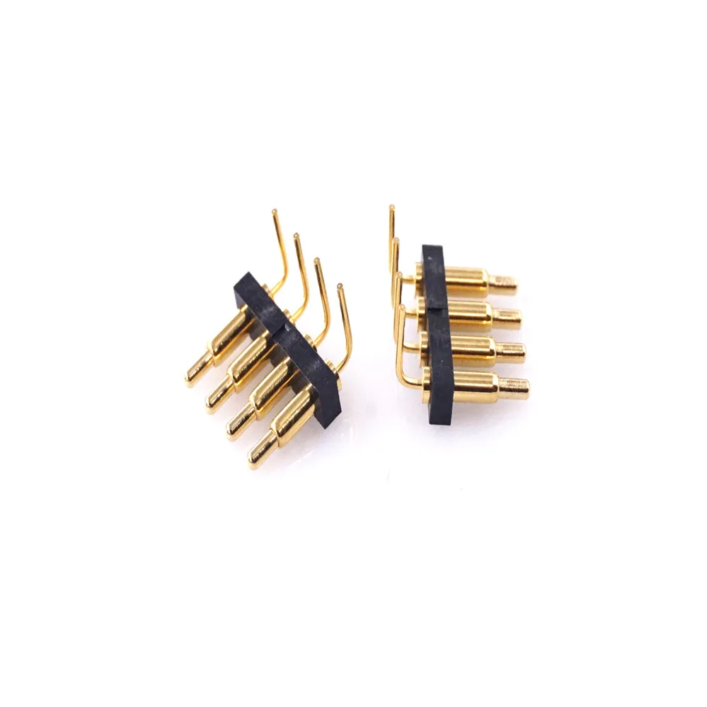 

20 Pcs Spring-Loaded Pogo Pin 4 POLEs 2.54 Grid Pitch Male HEADER Right Angle 9.5MM Height PCB Single Row 90 Degree