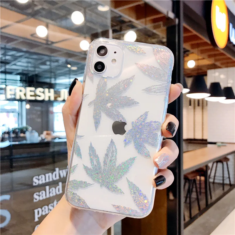Роскошный прозрачный чехол Bronzing с золотыми листьями для iPhone 11 Pro Max X XS XR 8 7 Plus 6 6S