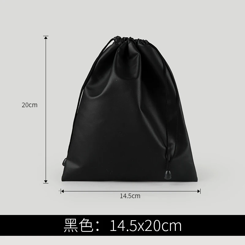 black 14.5x20cm Высокое Качество Пользовательский логотип сумка из искусственной кожи шнурок сумки гарнитура Кабель для передачи данных Водонепроницаемый хранения струнная сумка для подарков - Цвет: black 14.5x20cm