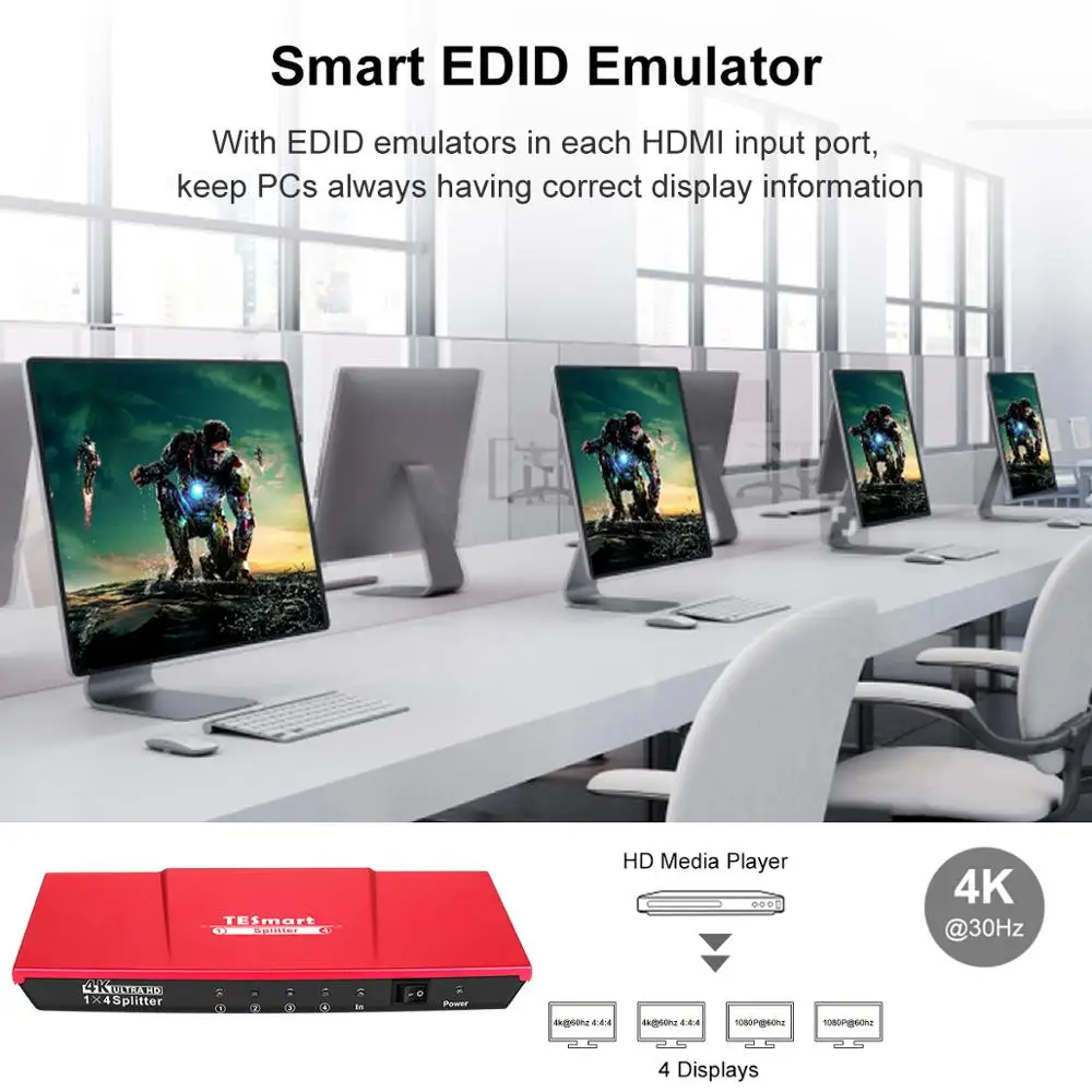 Красочные высокое качество Ultra HD 4K HDMI переключатель HDMI разветвитель 1x4 с адаптером питания HDTV DVD Xbox 360 One PS3 PS4