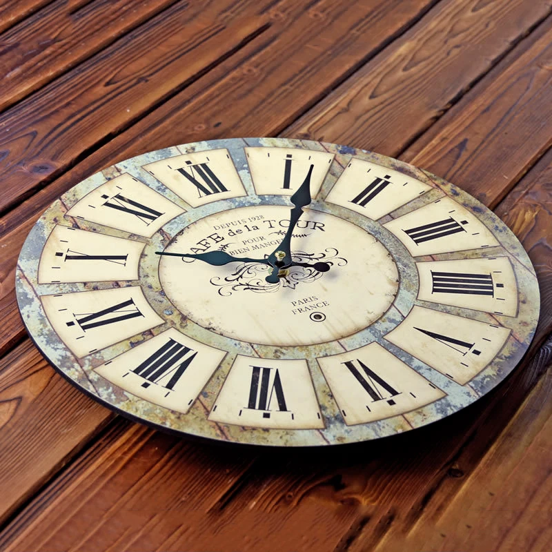 Старинные деревенские деревянные настенные часы античный потертый шик ретро
