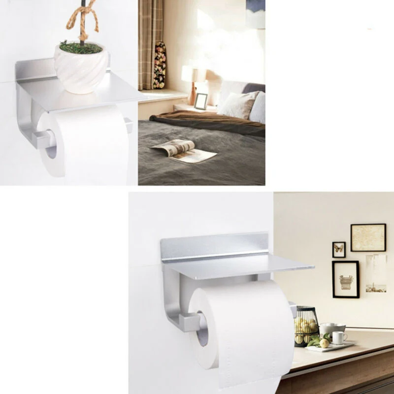 Серебряный алюминиевый держатель для туалетной бумаги подставка телефона
